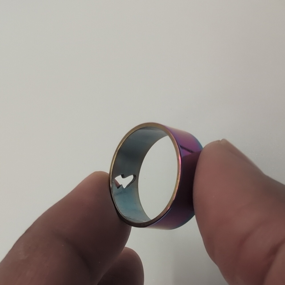 Stainless Steel Iridescent Lightning Bolt Ring - Picture 6 of 7